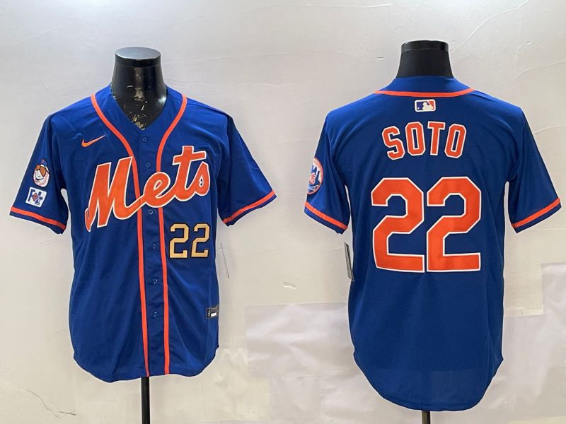 Men New York Mets 22 Soto Blue Game 2025 Nike MLB Jersey style 3